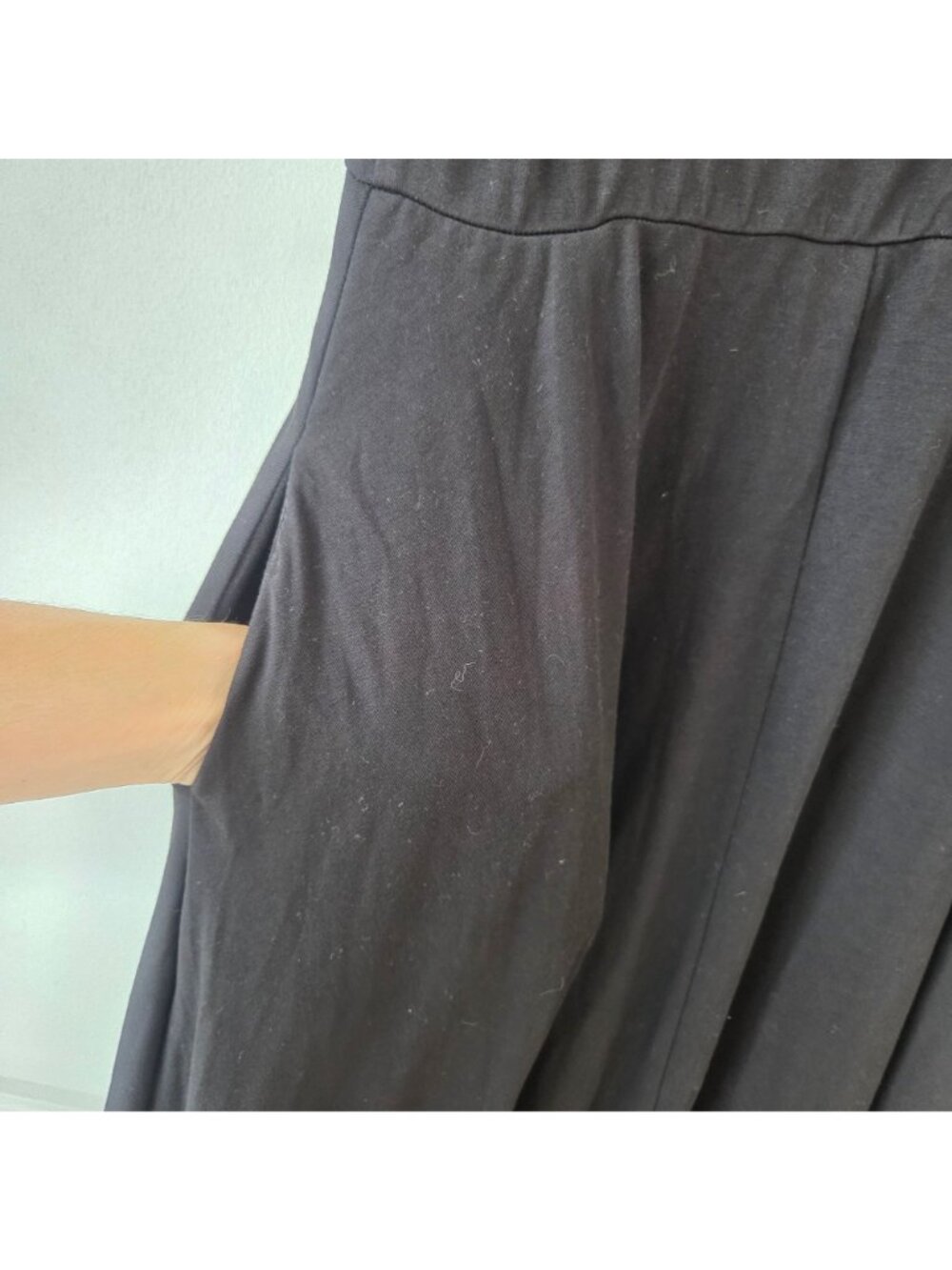 Quince Tencel Jersey Fit & Flare Black Midi Dress Capsule Wardrobe Women's S - Picture 6 of 9